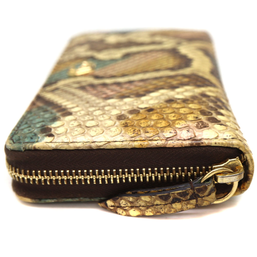 Gucci Python Zip Around Long Wallet Beige Brown - image 3